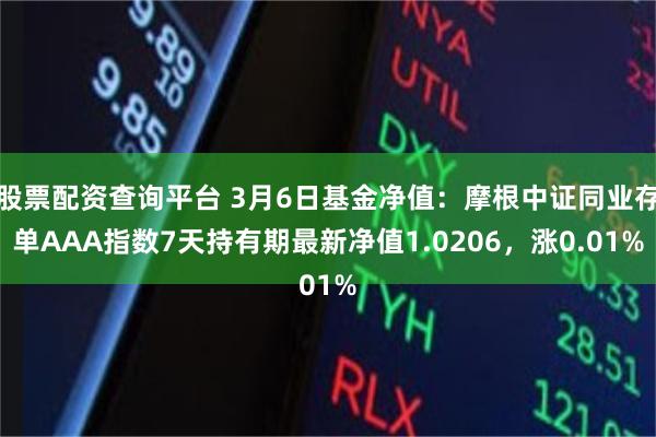 股票配资查询平台 3月6日基金净值：摩根中证同业存单AAA指数7天持有期最新净值1.0206，涨0.01%