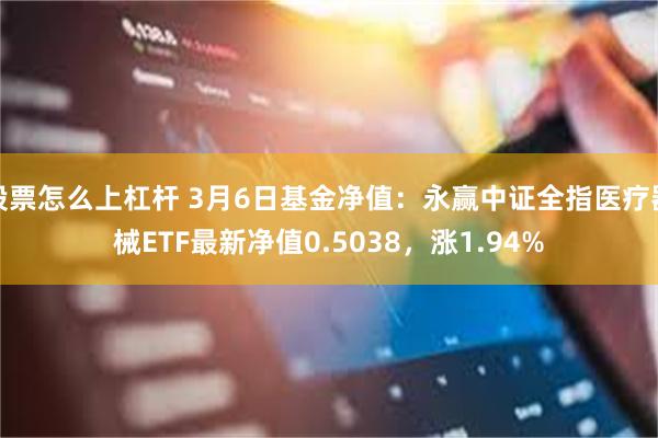 股票怎么上杠杆 3月6日基金净值：永赢中证全指医疗器械ETF最新净值0.5038，涨1.94%