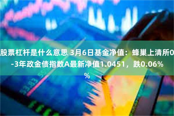 股票杠杆是什么意思 3月6日基金净值：蜂巢上清所0-3年政金债指数A最新净值1.0451，跌0.06%