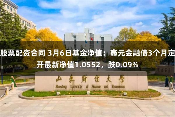 股票配资合同 3月6日基金净值：鑫元金融债3个月定开最新净值1.0552，跌0.09%