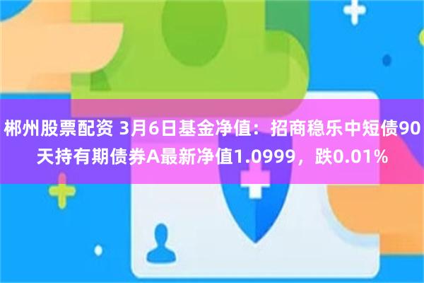 郴州股票配资 3月6日基金净值：招商稳乐中短债90天持有期债券A最新净值1.0999，跌0.01%